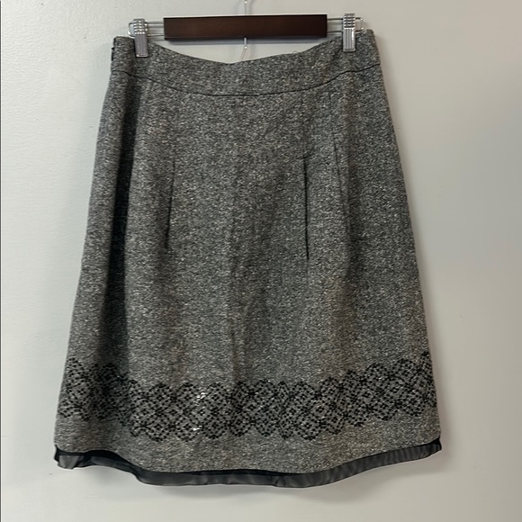 Gray A-Line Knee-Length Skirt with Pleated Embellishments NWOT - Picture 3 of 4